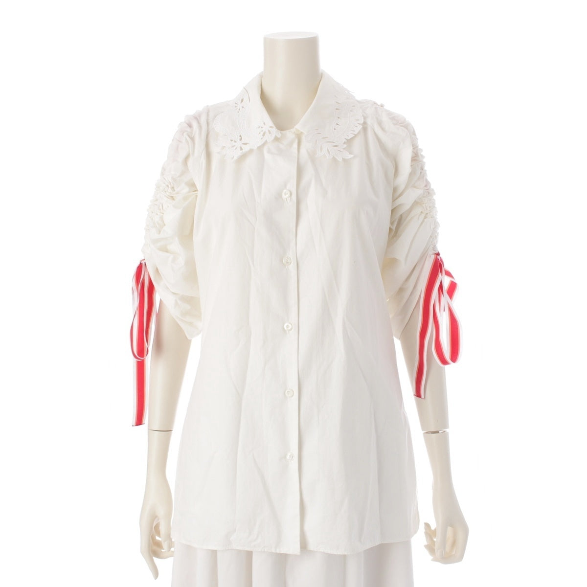 FENDI cotton Ruched Long sleeve shirt tops white 40