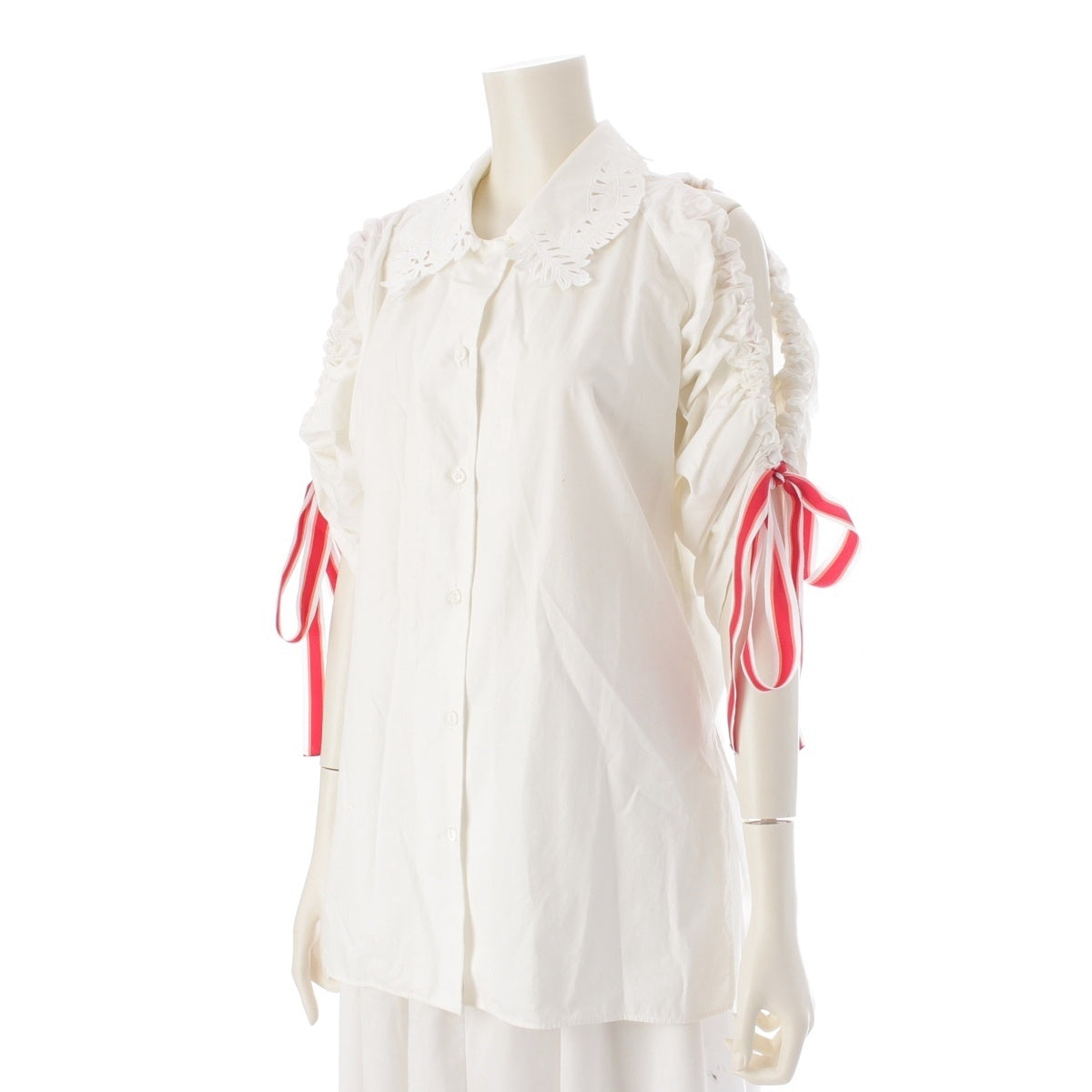 FENDI cotton Ruched Long sleeve shirt tops white 40