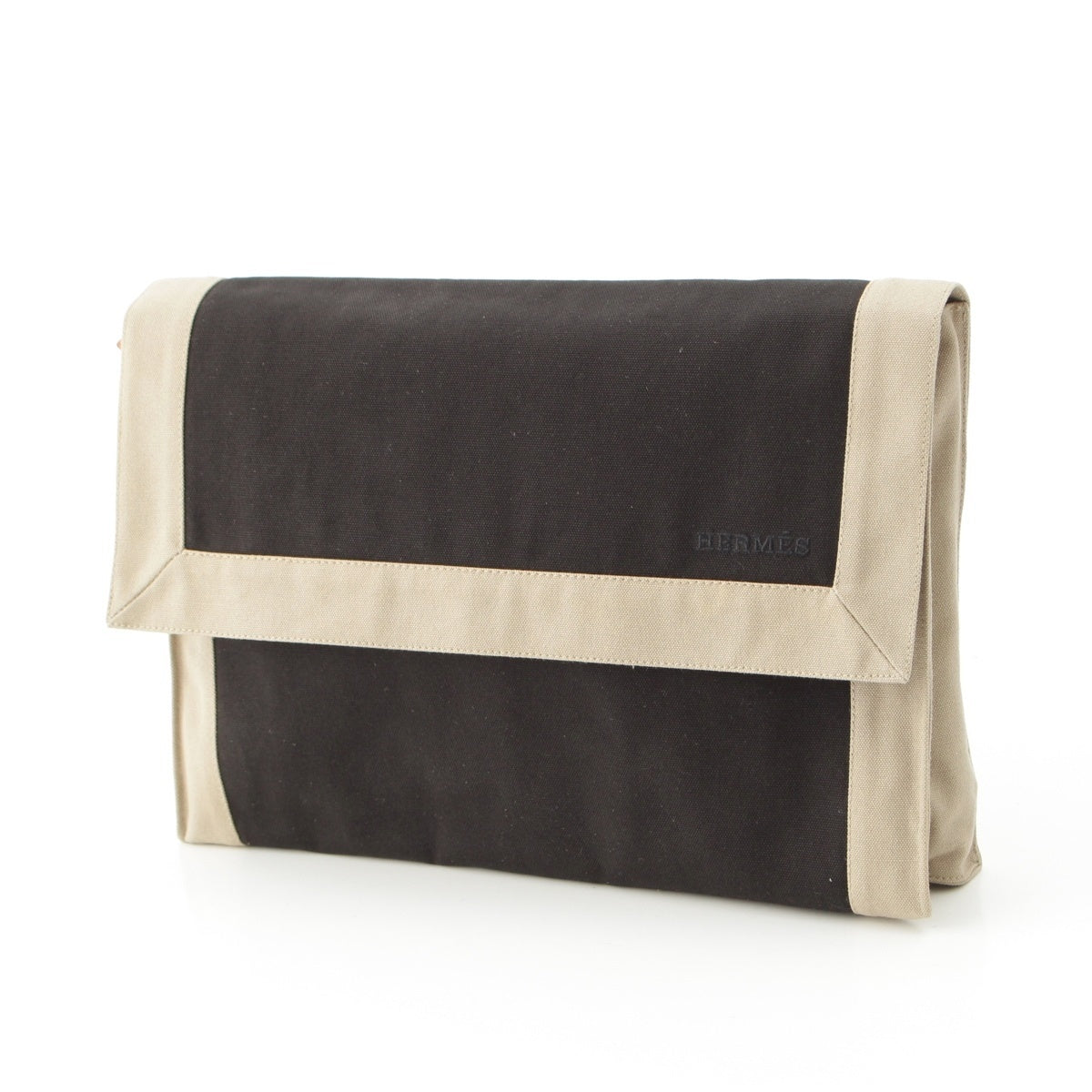HERMES canvas Tapidocel with pouch Clutch bag black