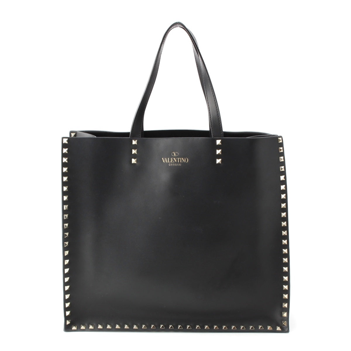 VALENTINO leather Rockstud Logo 2-Way Shoulder Bag Tote Bag black