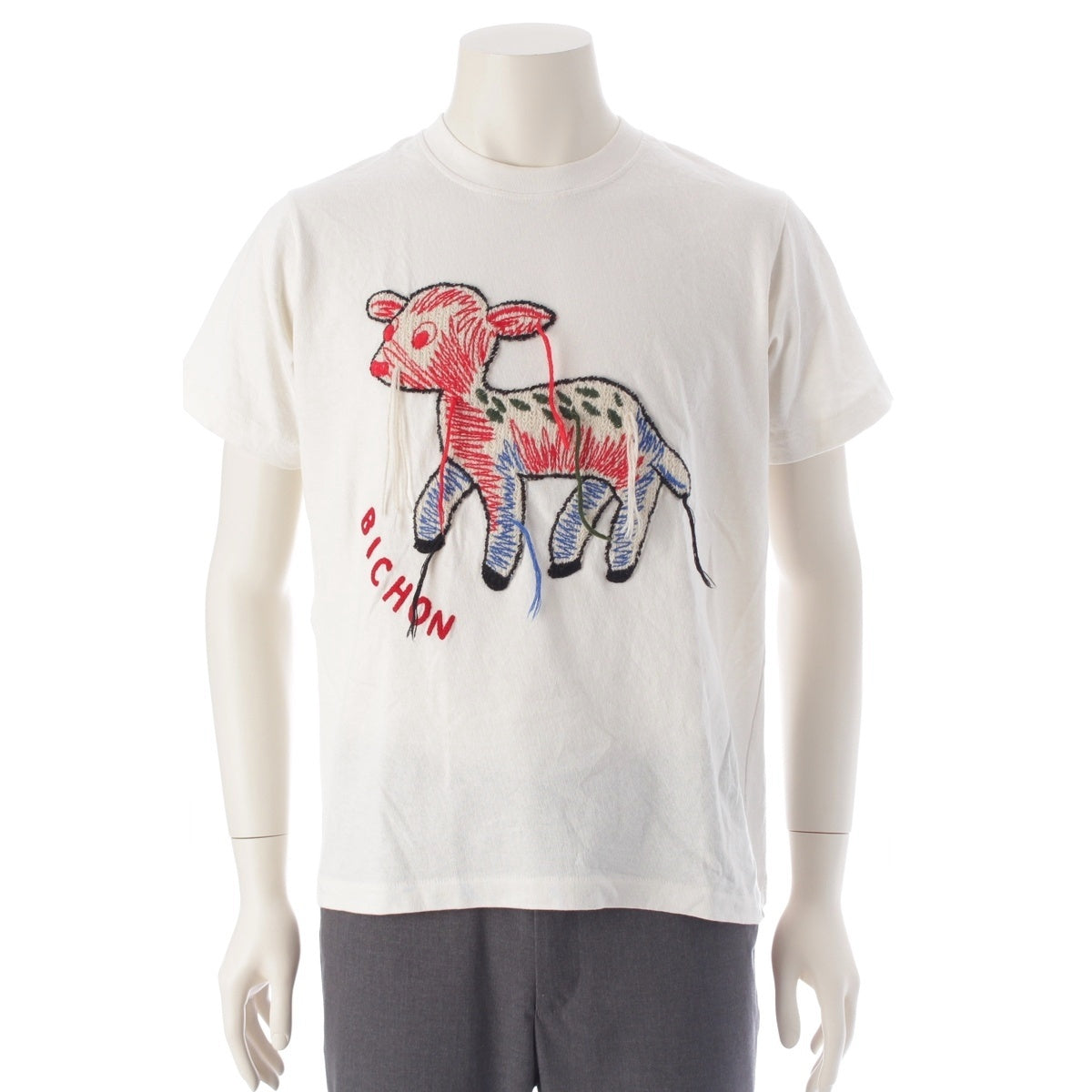 GUCCI bichon pigeon cotton Stitch Animals Short sleeve T-shirt Back logo white M