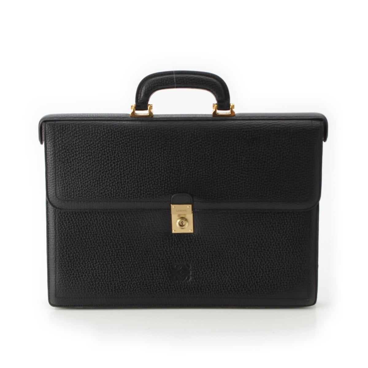 LOEWE leather Vintage Anagram Logo Business Bag Briefcase black
