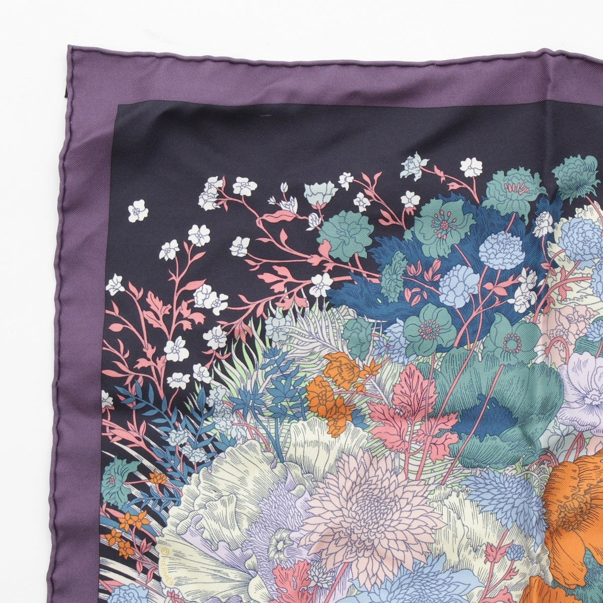 HERMES Carré 45 Robe Legere silk Horse scarf purple