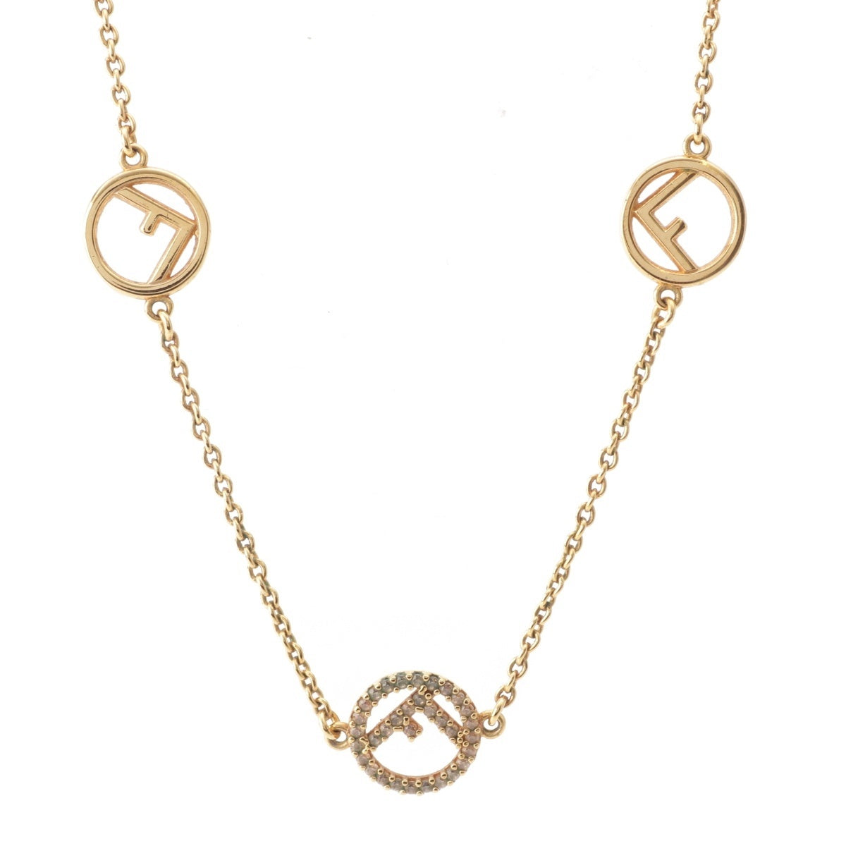 FENDI Ehuise Fendi Rhinestone Necklace Accessories gold