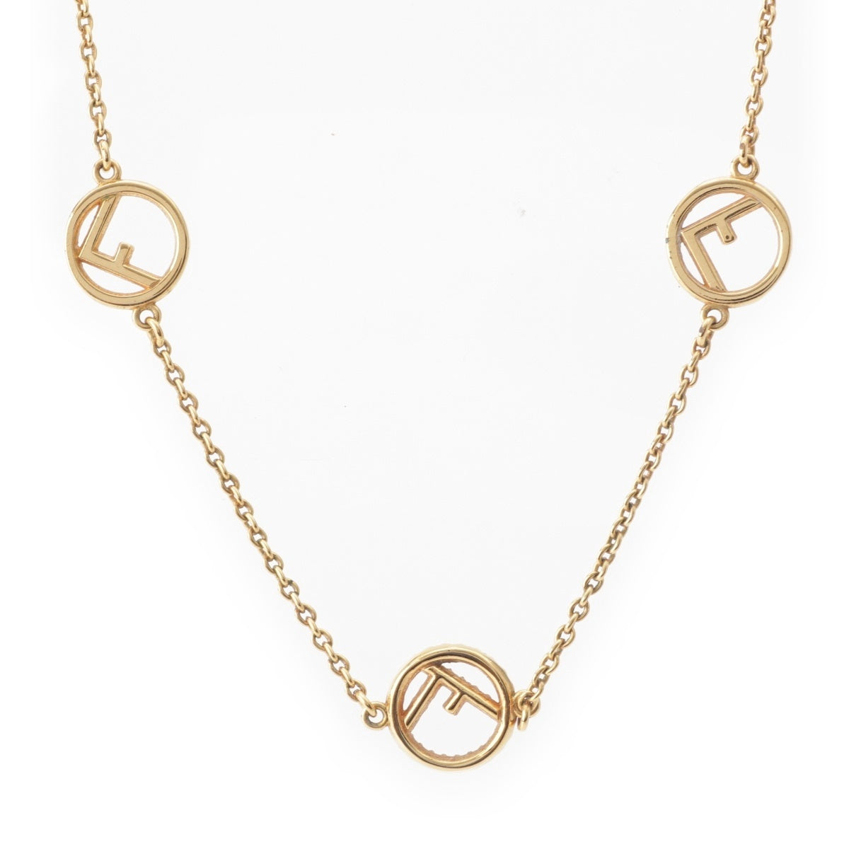 FENDI Ehuise Fendi Rhinestone Necklace Accessories gold