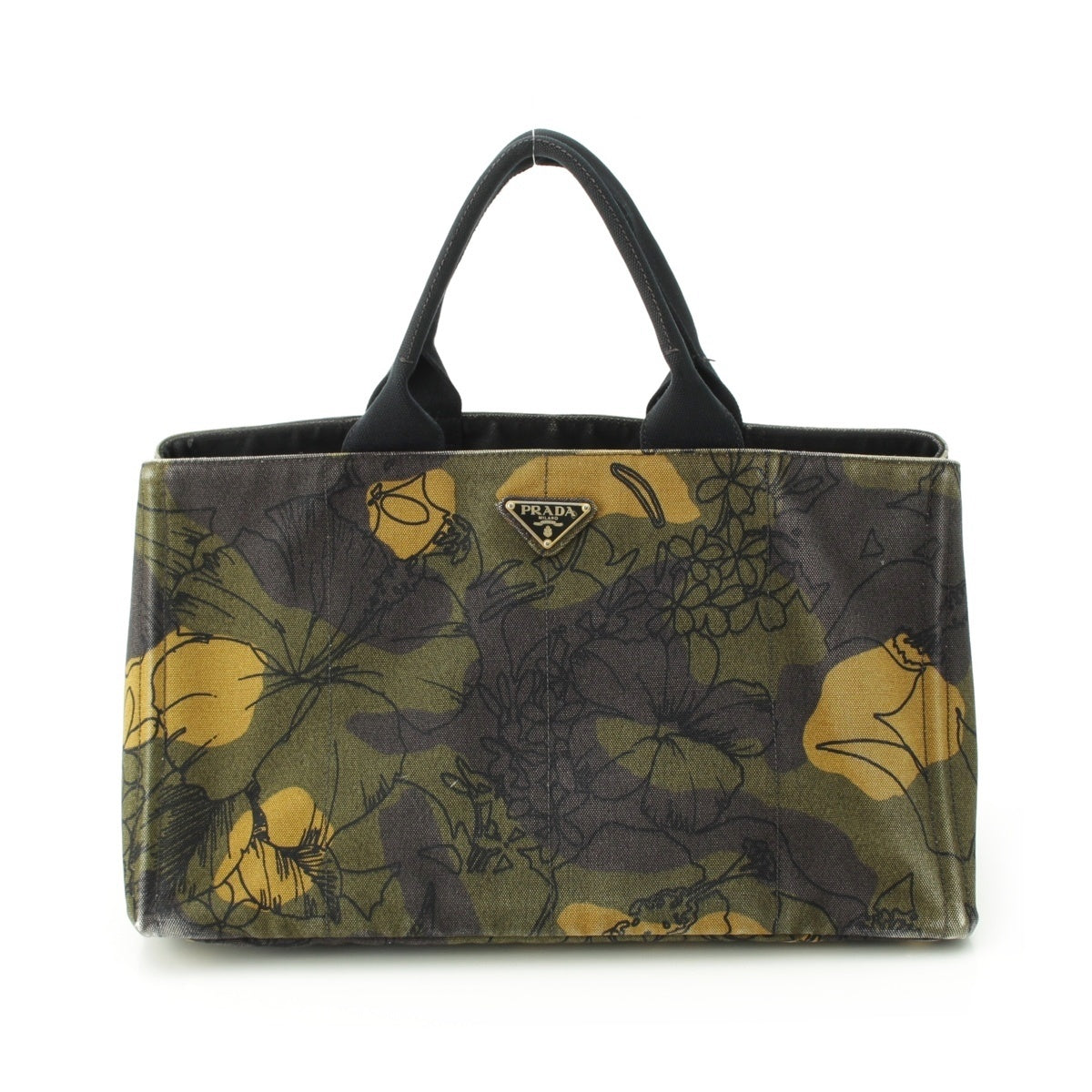 PRADA Canapa Camouflage floral pattern Tote Bag green
