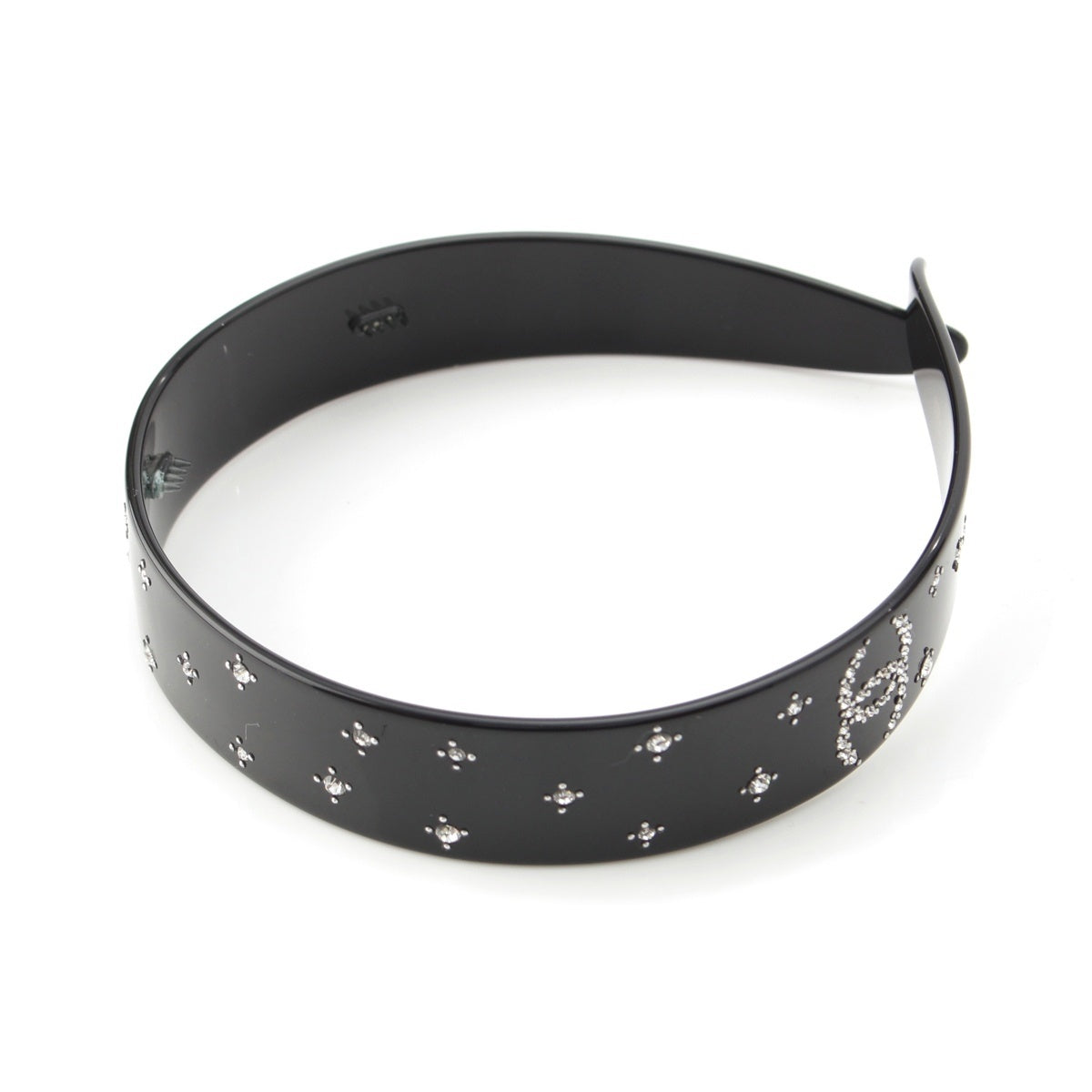CHANEL 08P COCO Mark rhinestone hair accessory Headband hair band black