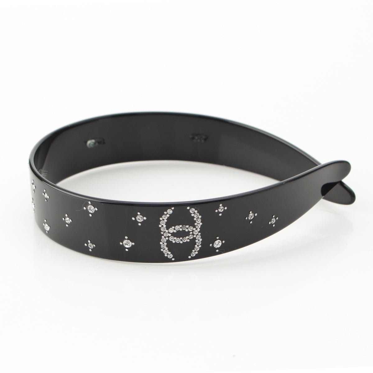 CHANEL 08P COCO Mark rhinestone hair accessory Headband hair band black