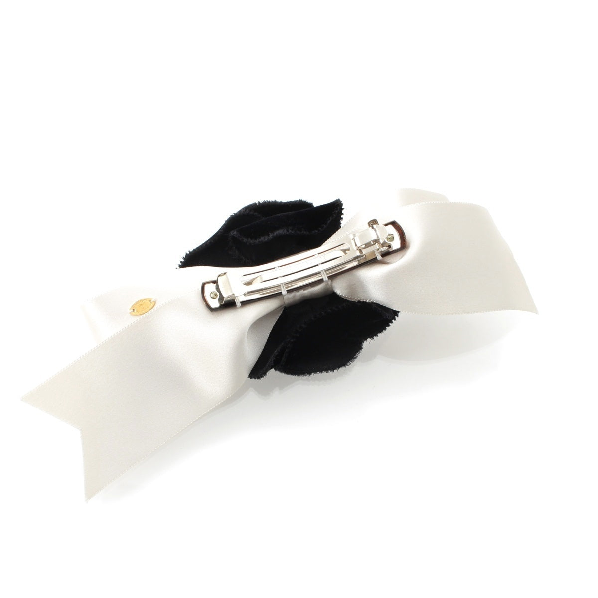 CHANEL Camellia ribbon Valletta hair accessory Black White
