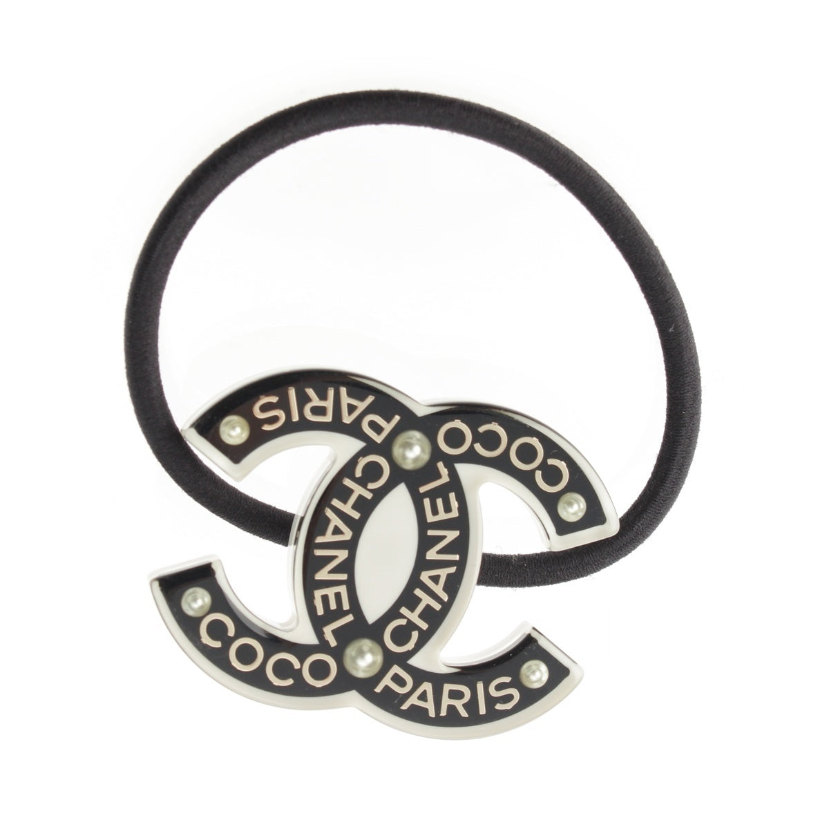 CHANEL 16B COCO logo hair tie hair accessory black