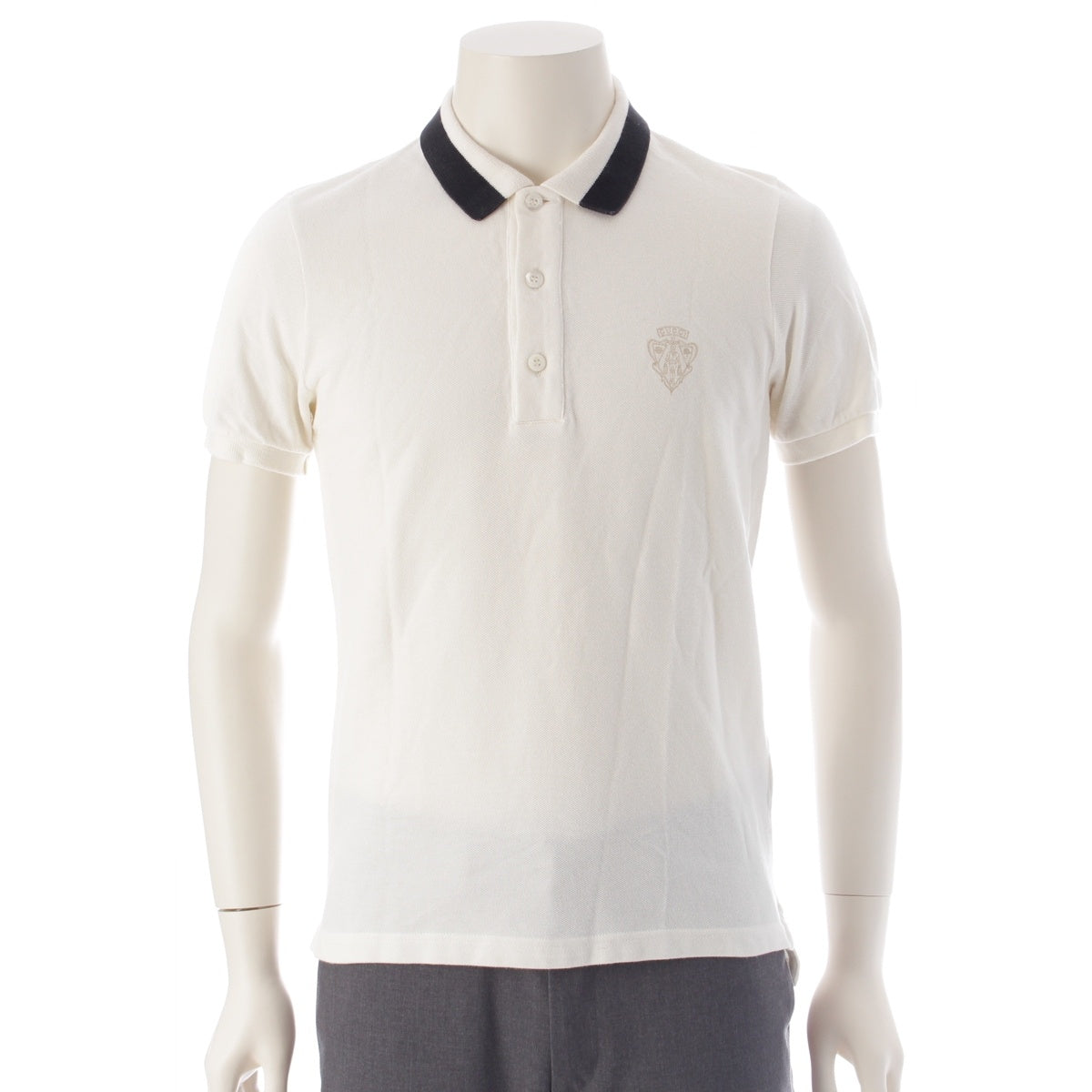 GUCCI cotton logo emblem Polo shirt white M