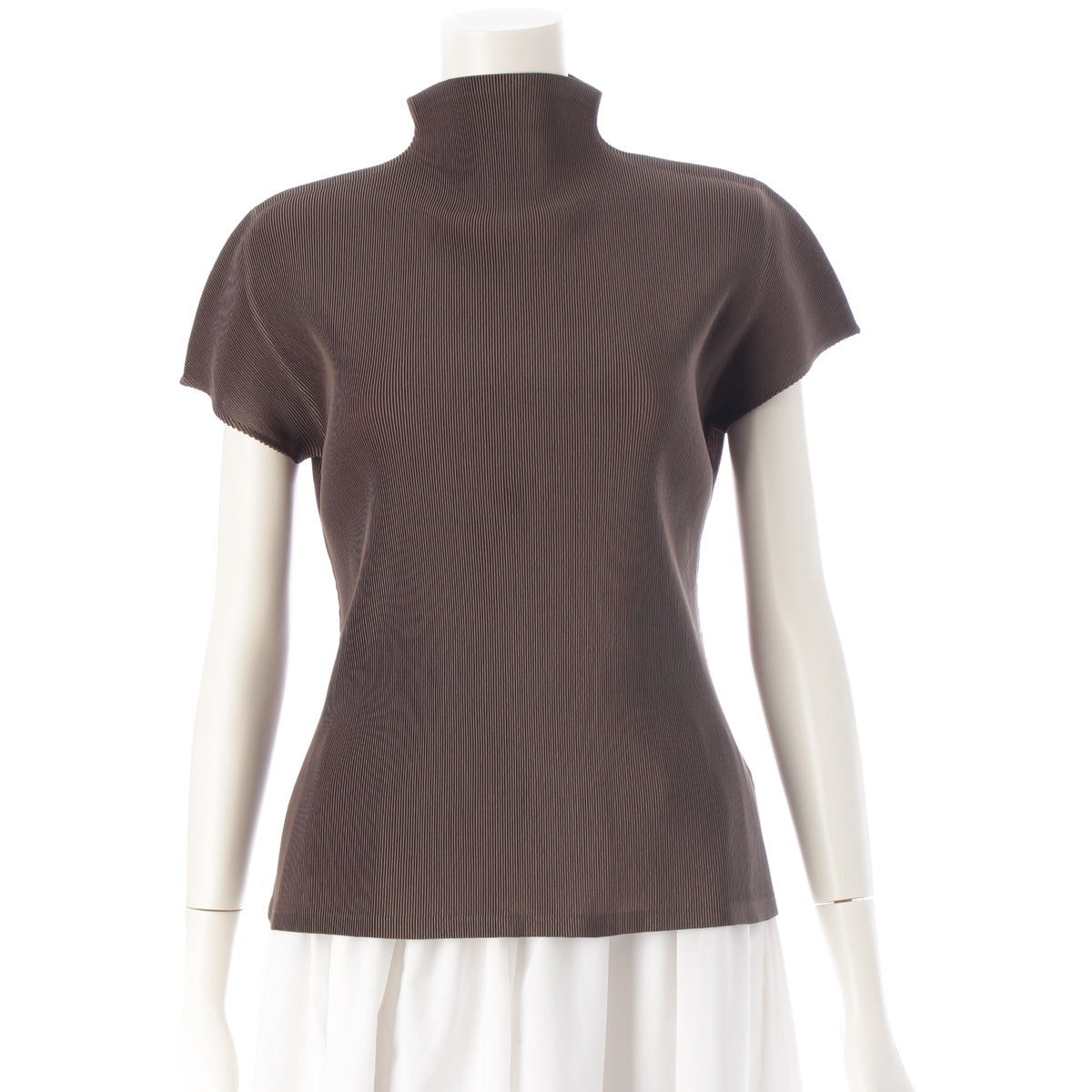 PLEATS PLEASE ISSEY  Bottleneck Short Sleeve Cut tops PP41-FK325 Brown 3