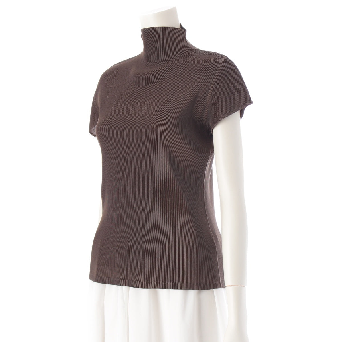 PLEATS PLEASE ISSEY  Bottleneck Short Sleeve Cut tops PP41-FK325 Brown 3