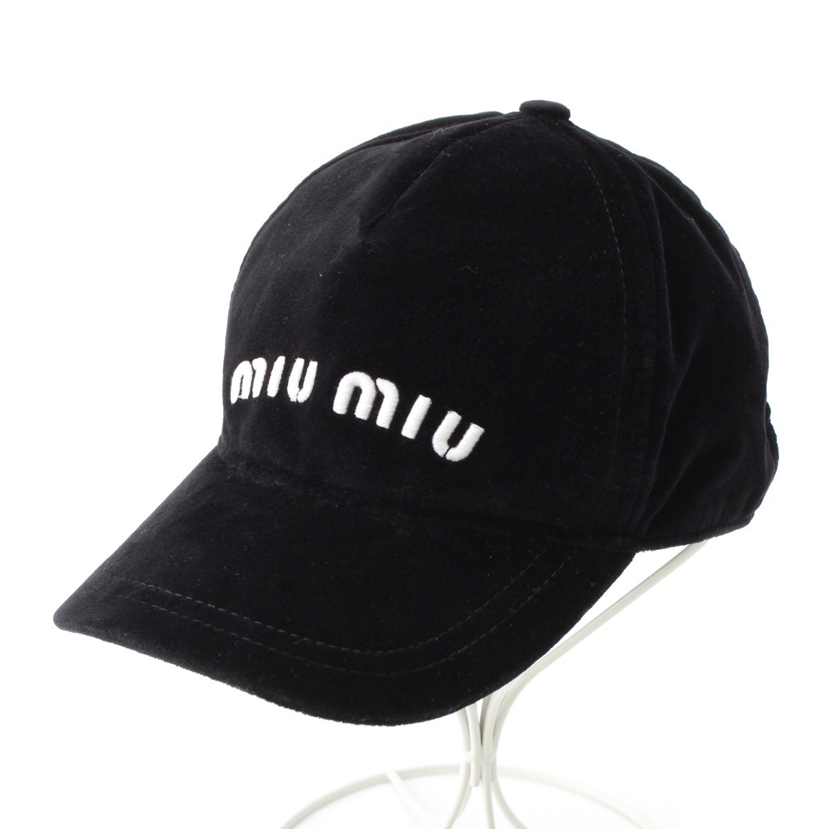 MIUMIU Velor logo baseball cap hat 5HC179 black S