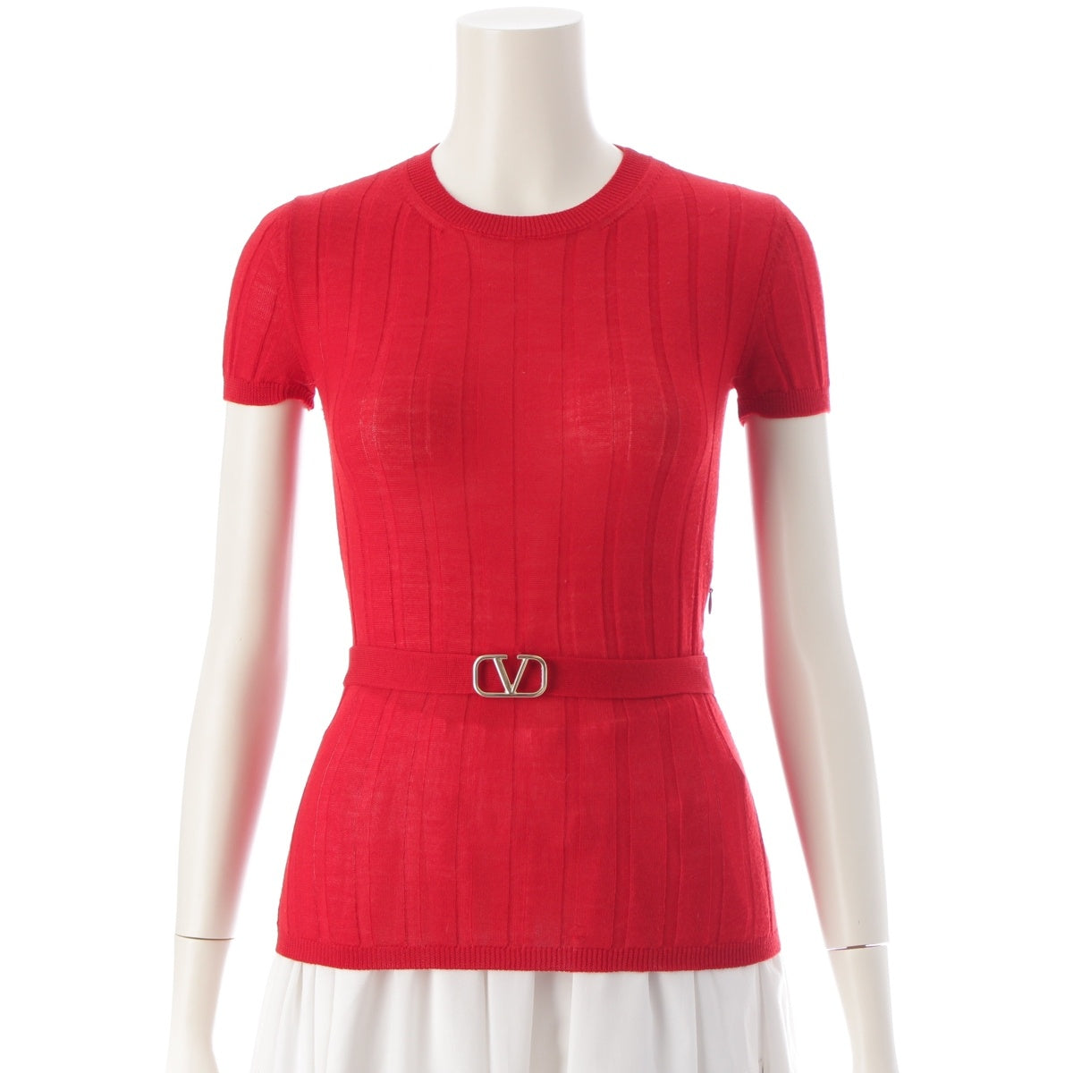 VALENTINO wool V logo side zip knit sweater tops 2B3KC42A7PK Red XS