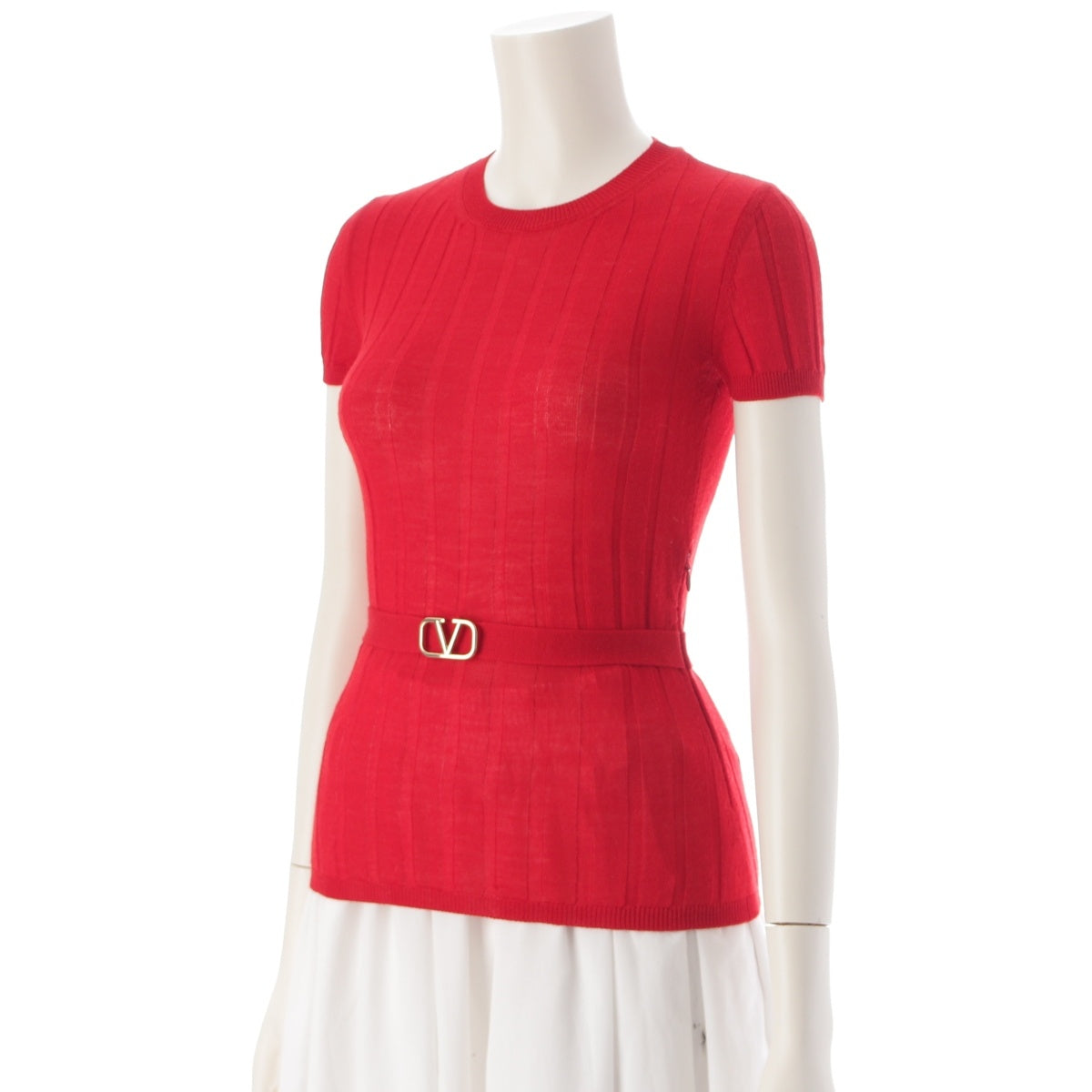 VALENTINO wool V logo side zip knit sweater tops 2B3KC42A7PK Red XS