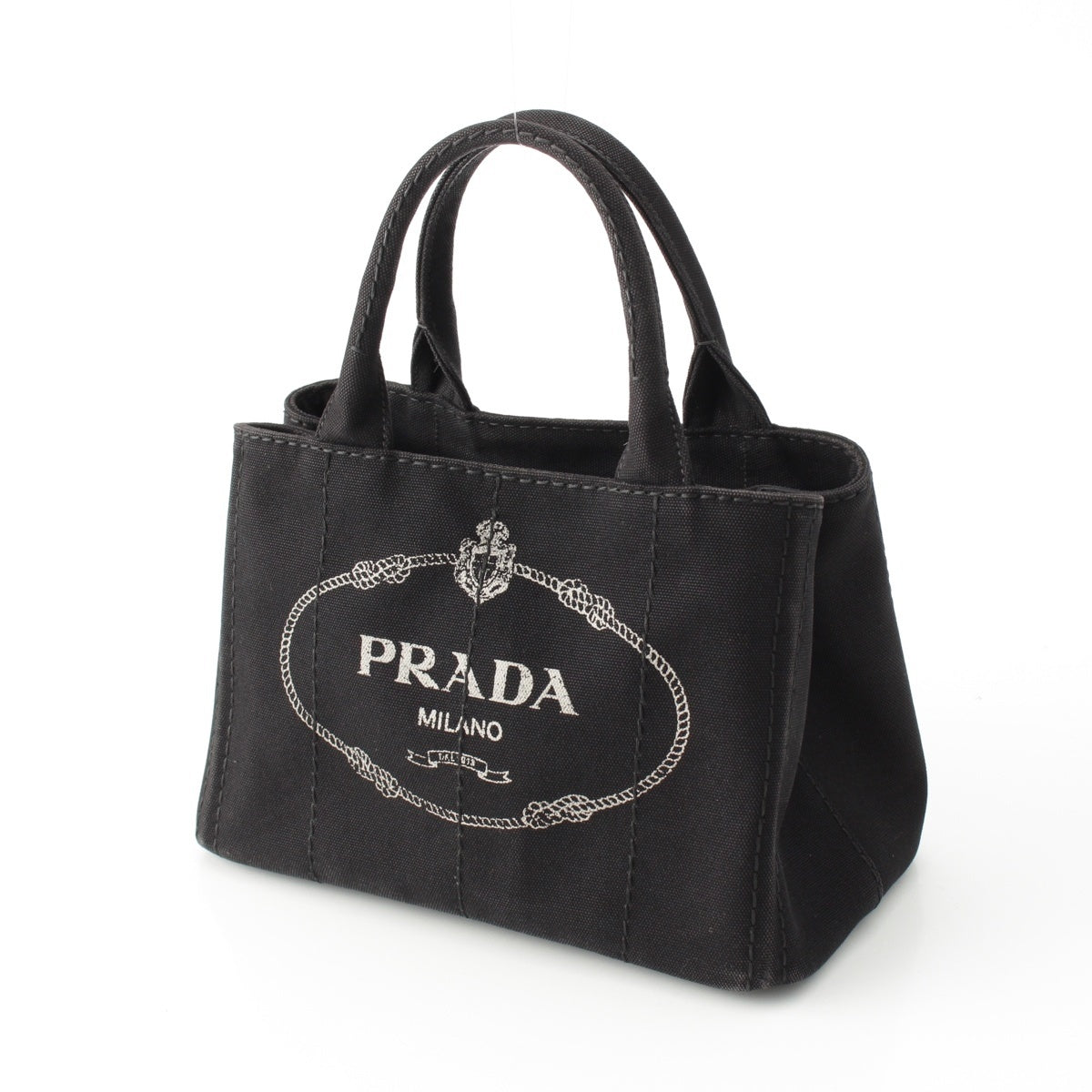 PRADA Canapa canvas Logo 2WAY shoulder Handbag 1BG439 Black GP Gold