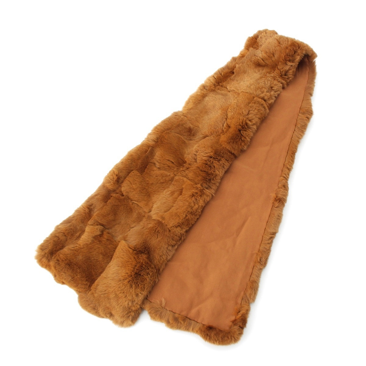 CHANEL silk Lapin Scarf Fur tippet Brown