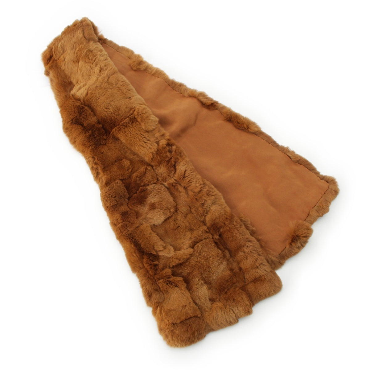 CHANEL silk Lapin Scarf Fur tippet Brown