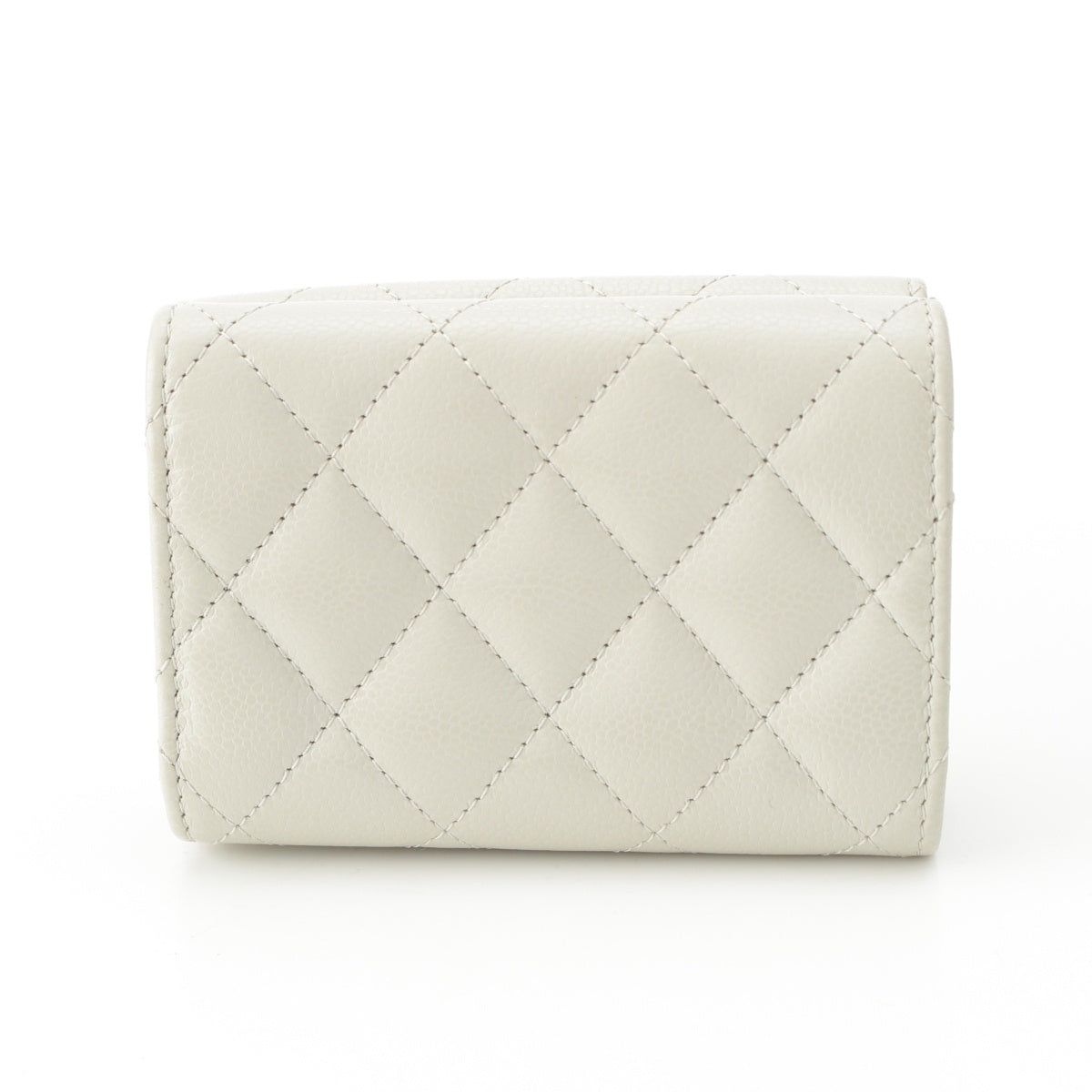 CHANEL Caviar skin COCO Mark Matelasse Random Number Compact Wallet Tri-fold wallet White system