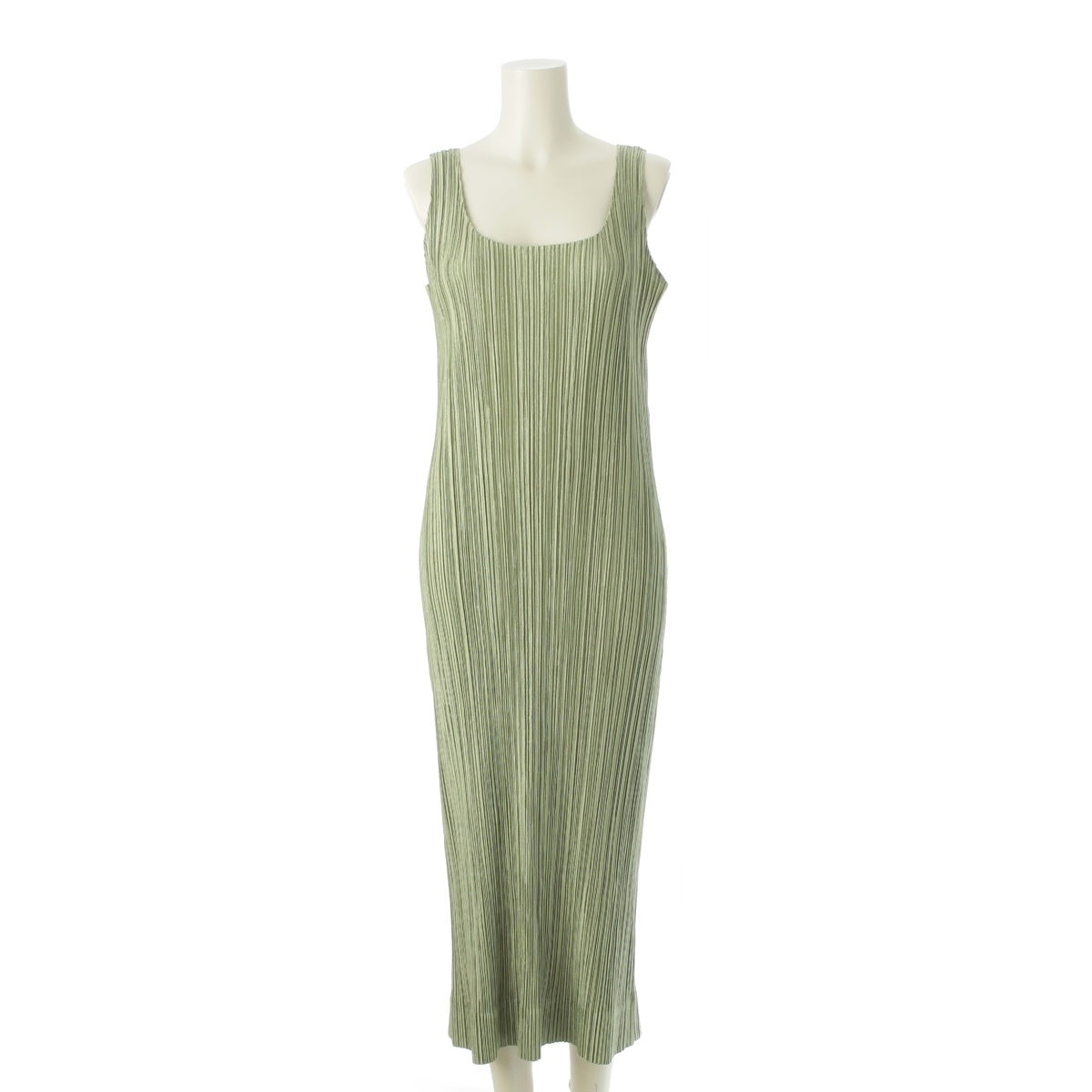 PLEATS PLEASE ISSEY  Long sleeveless one piece dress PP83-JH205 Light green 4