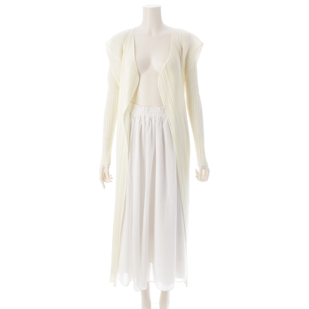 PLEATS PLEASE ISSEY  Buttonless long sleeves cardigan tops PP04-JH617 Ivory 4