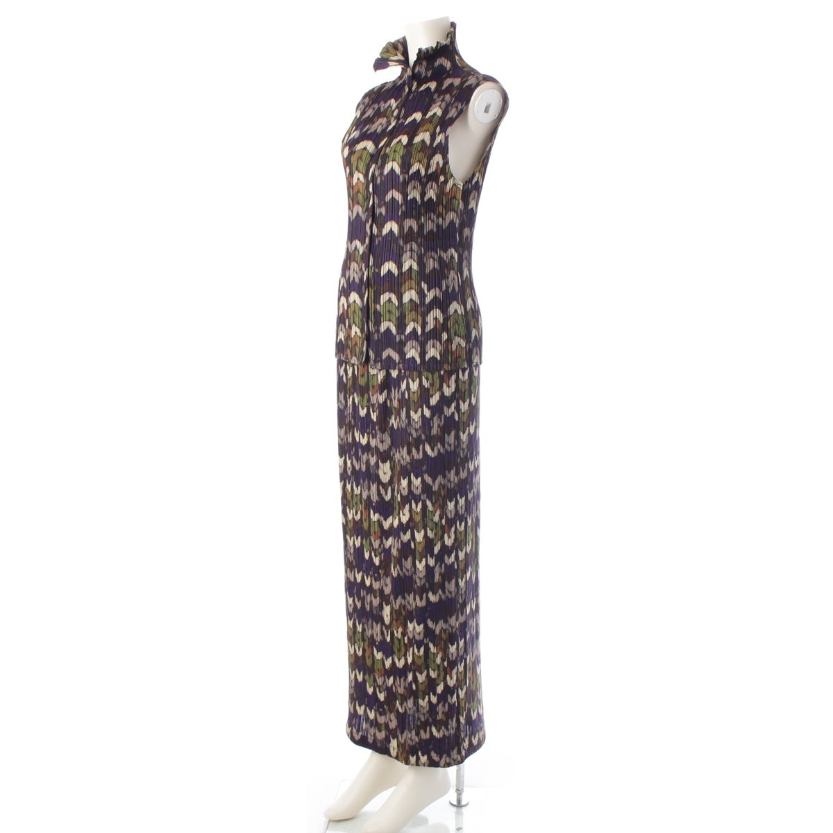 PLEATS PLEASE ISSEY  Stockinette knit all-over pattern vest Skirt setup PP14-JE442/PP14-JG446 multicolor 5/5
