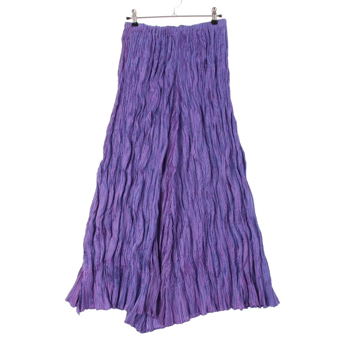 ISSEY MIYAKE Wavy pleated shiny long hair skirt IM04FG980 Iridescent purple blue 2