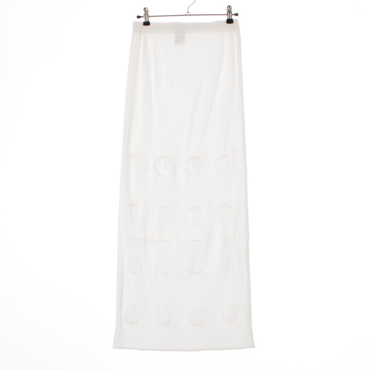 ISSEY MIYAKE Dot Round Embossed Pleated Long skirt IM84-FG917 white L