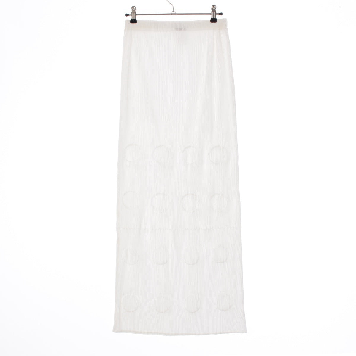 ISSEY MIYAKE Dot Round Embossed Pleated Long skirt IM84-FG917 white L