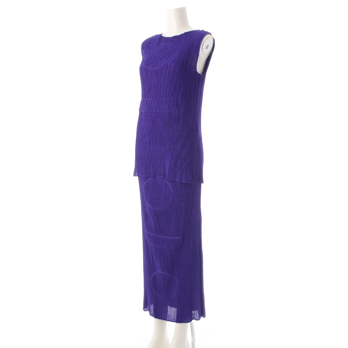 ISSEY MIYAKE Pleated Dot Round Square Embossed Sleeveless Top Skirt setup IM94-FJ915/IM94-FG910 purple L