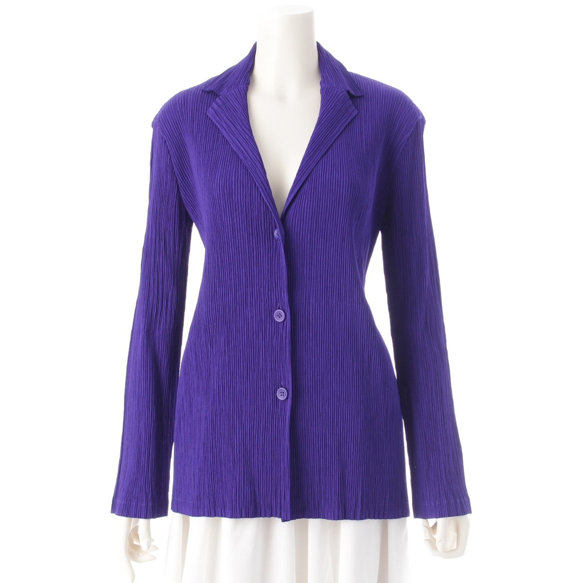 ISSEY MIYAKE Open Collar Pleated Long Sleeves cardigan tops IM94-FD906 purple L