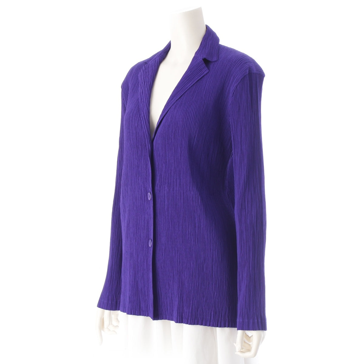 ISSEY MIYAKE Open Collar Pleated Long Sleeves cardigan tops IM94-FD906 purple L