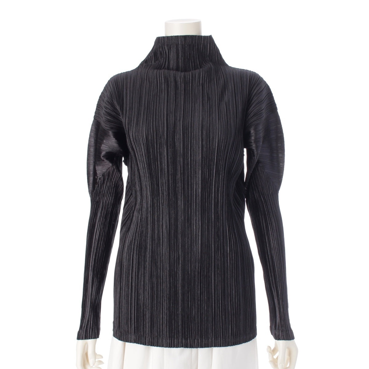 ISSEY MIYAKE Long sleeves, bottle neck tops IM84-JJ903 Metallic Shiny Black L