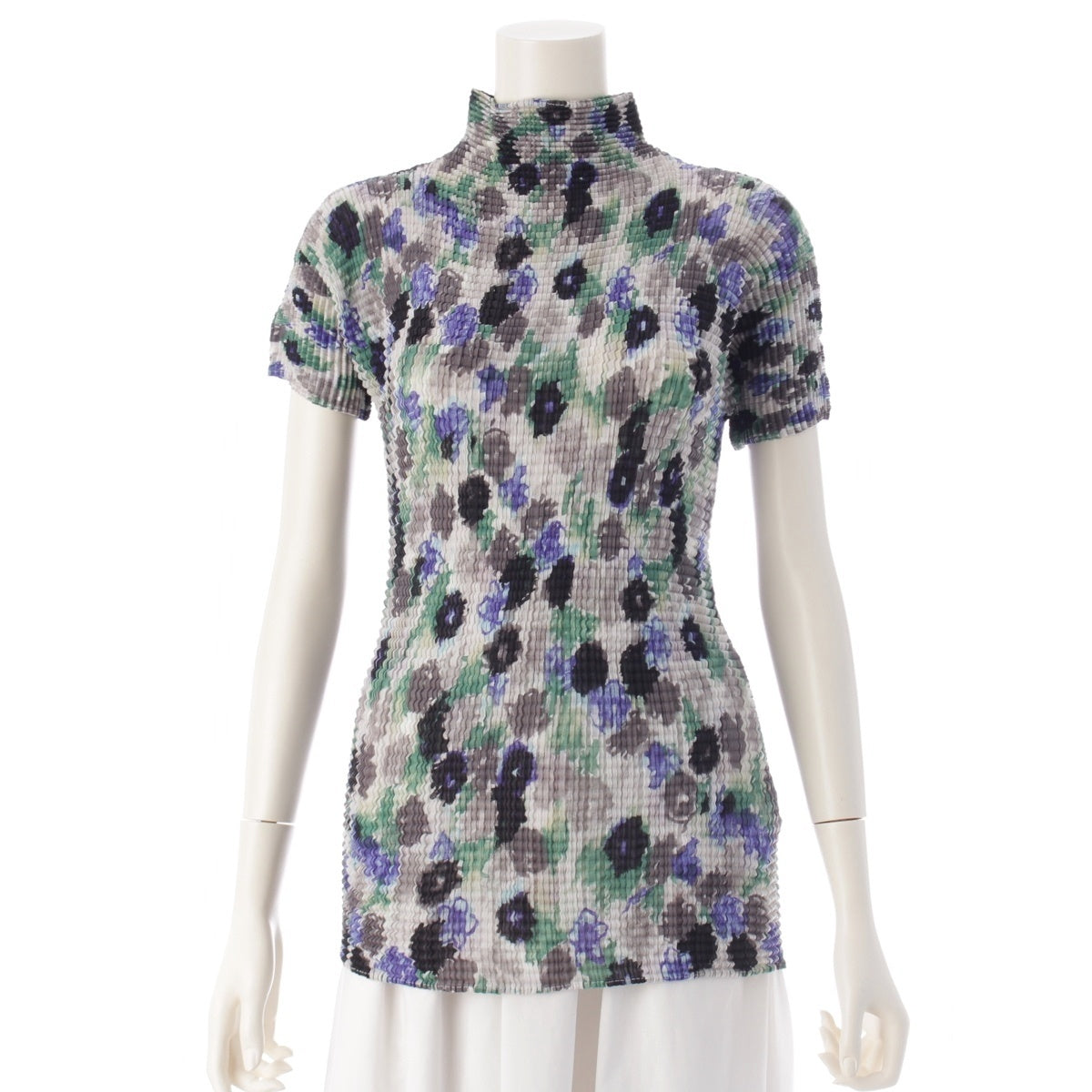 ISSEY MIYAKE All-over print mock neck short sleeves Cut tops IM84-FJ969 multicolor L