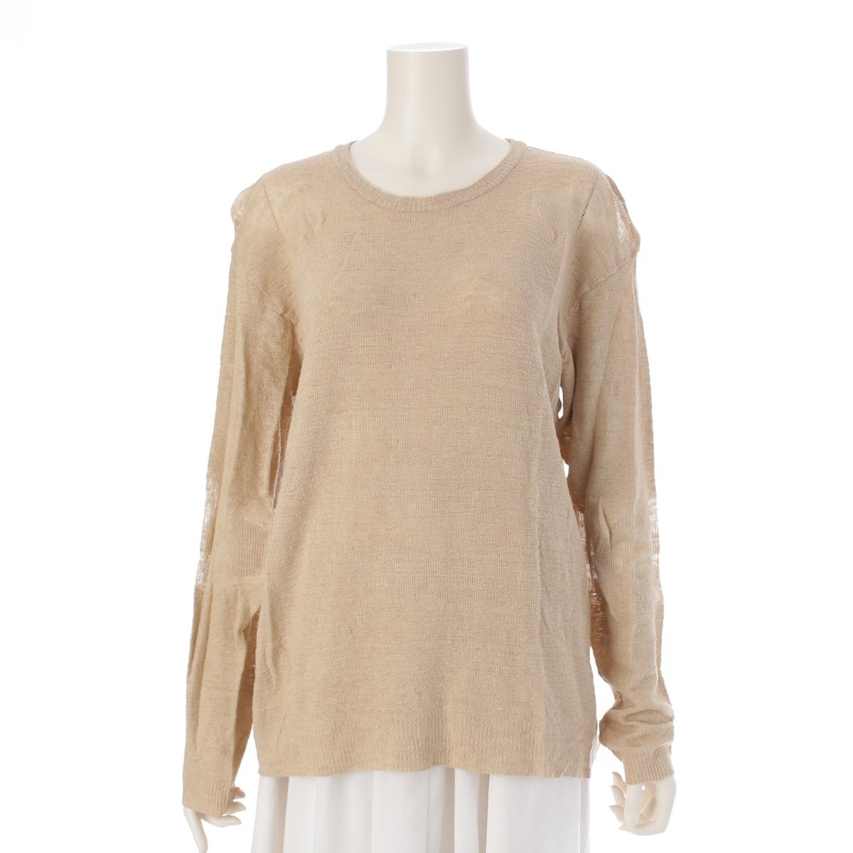 ISSEY MIYAKE linen Long sleeve crew neck Cut Knit tops IM81-KN167 beige M