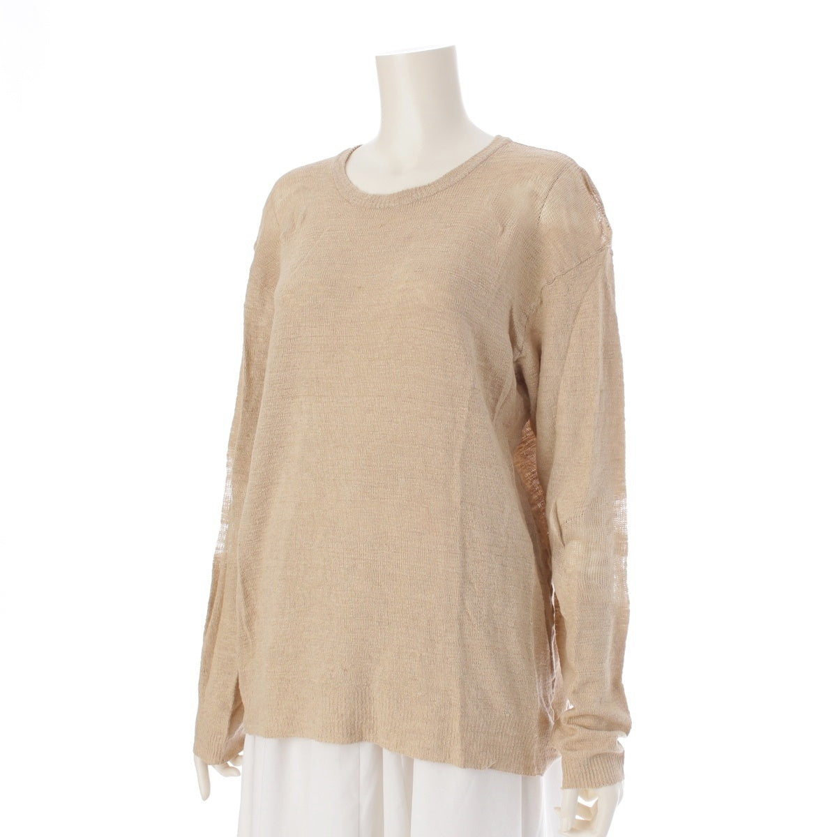 ISSEY MIYAKE linen Long sleeve crew neck Cut Knit tops IM81-KN167 beige M