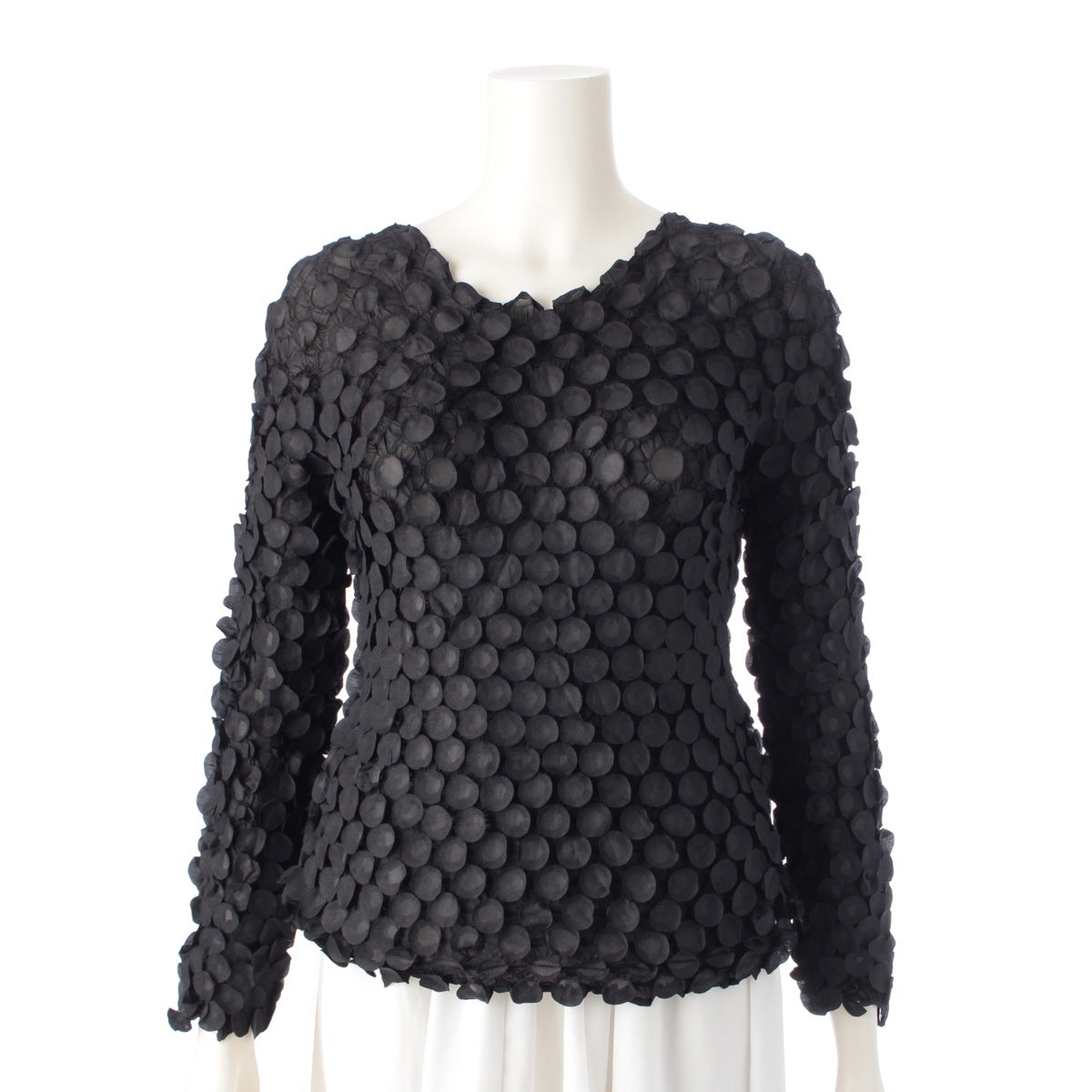 ISSEY MIYAKE Popcorn Dot Long Sleeve Variation Cut tops IM14FJ905 black 2