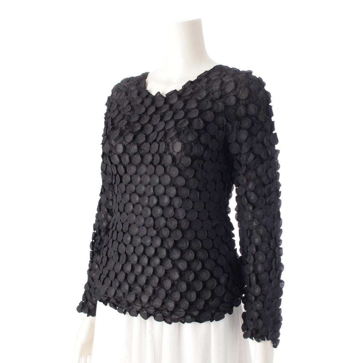 ISSEY MIYAKE Popcorn Dot Long Sleeve Variation Cut tops IM14FJ905 black 2