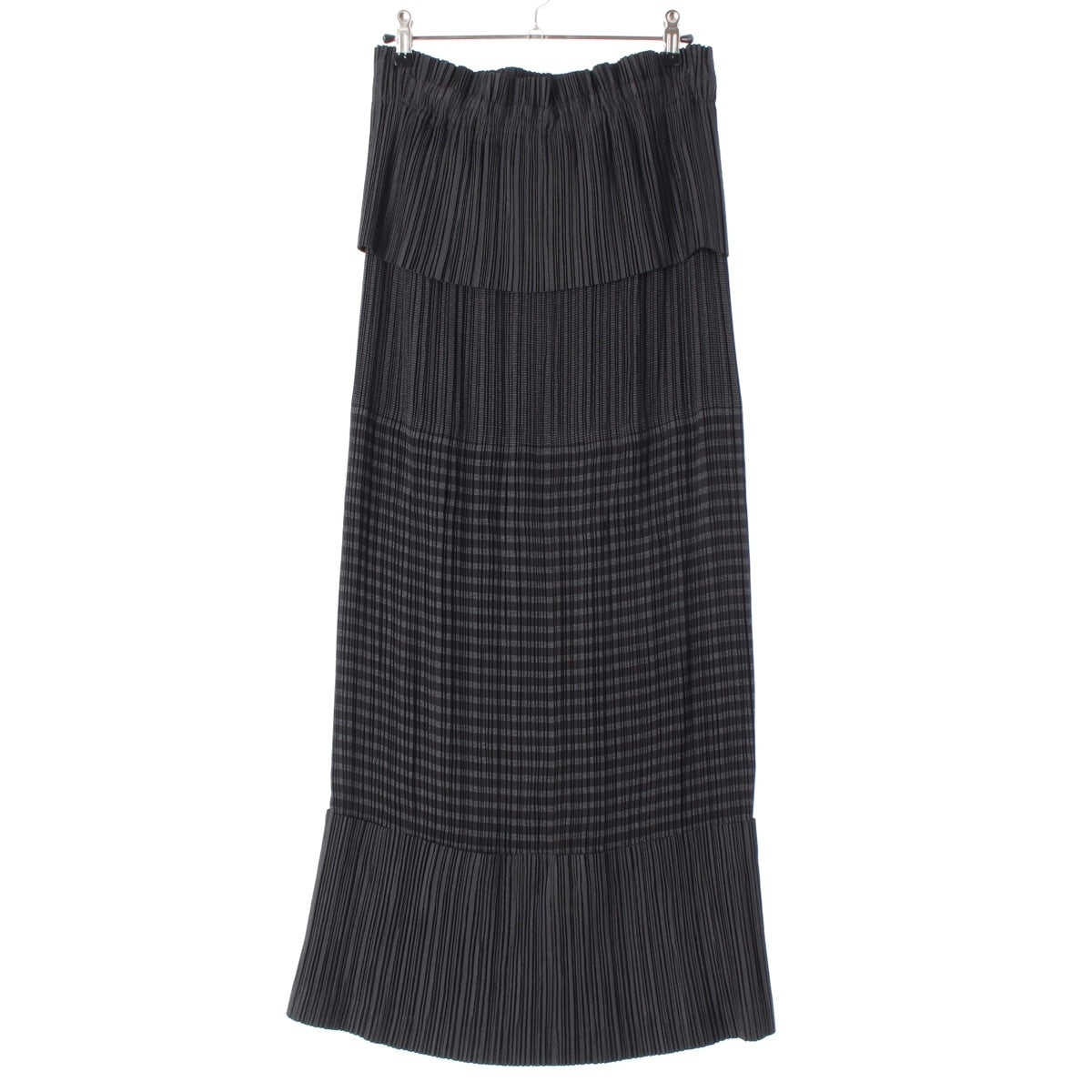 ISSEY MIYAKE Pleated switch button design long skirt IM84-FG911 Black dark gray L