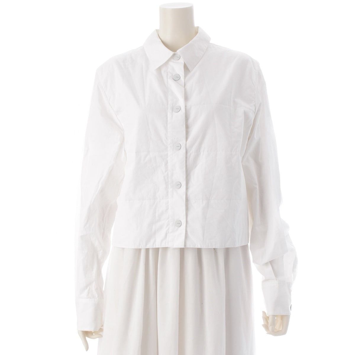 CHANEL cotton logo button shirt Jacket outer P14883 white 46