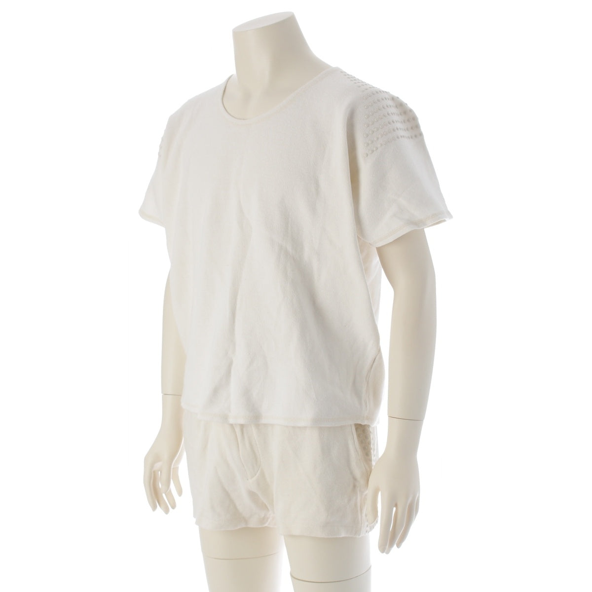 ISSEY MIYAKE Brush tag On-limit tag Beaded and dotted dolman sleeve squid top Pants setup white