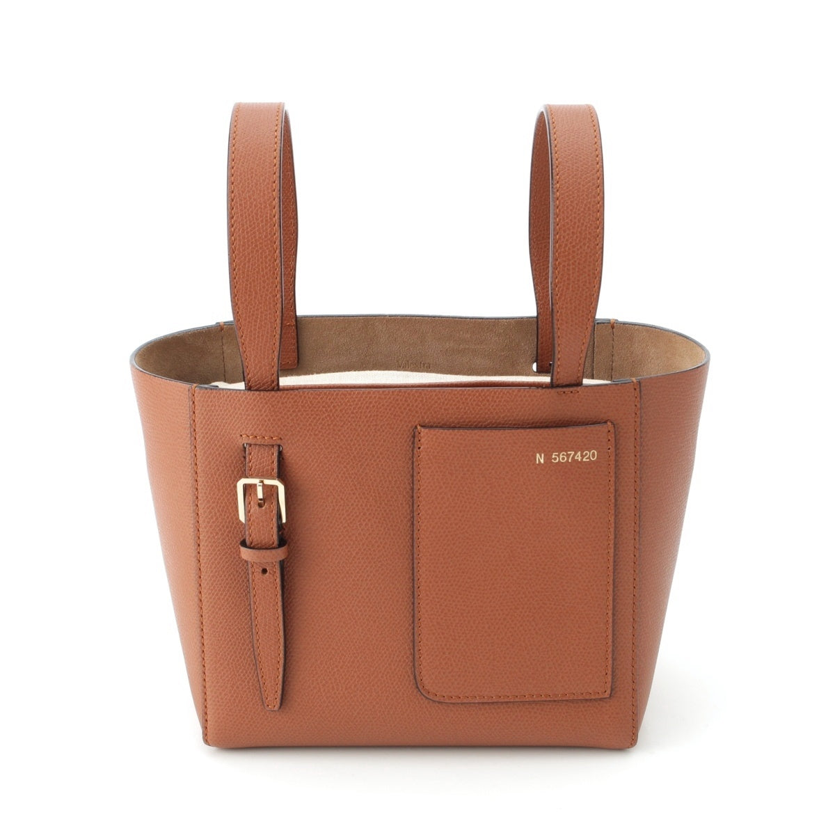Valextra leather Bucket Micro Pouch 2-way Handbag Gold brown