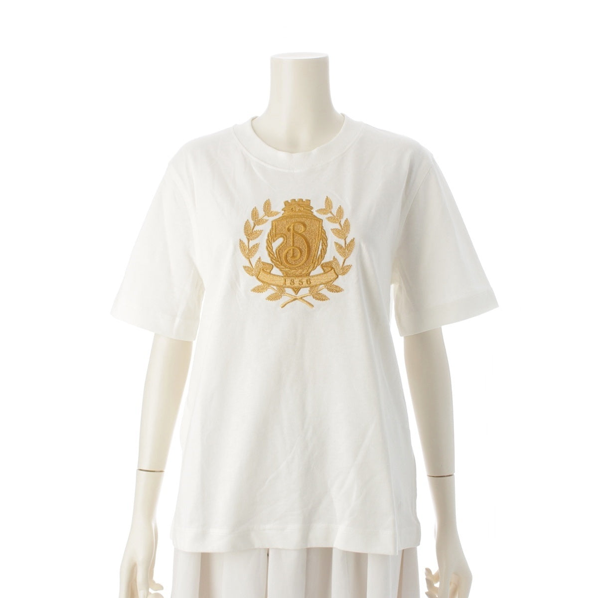 BURBERRY B CREST Crest cotton embroidery Short sleeve T-shirt tops 8108171 white XL