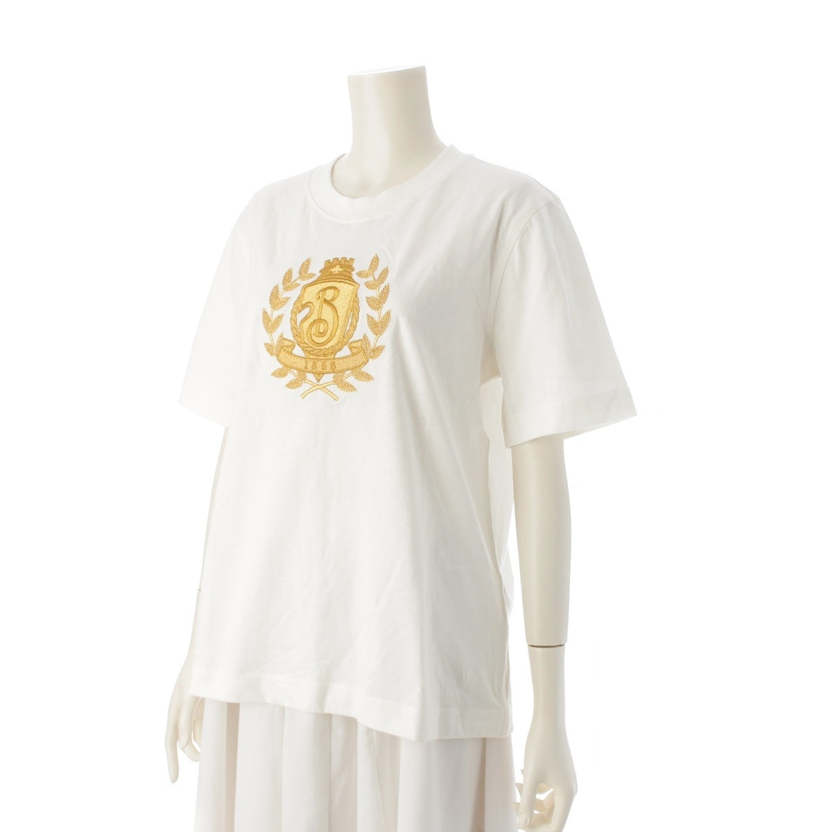 BURBERRY B CREST Crest cotton embroidery Short sleeve T-shirt tops 8108171 white XL