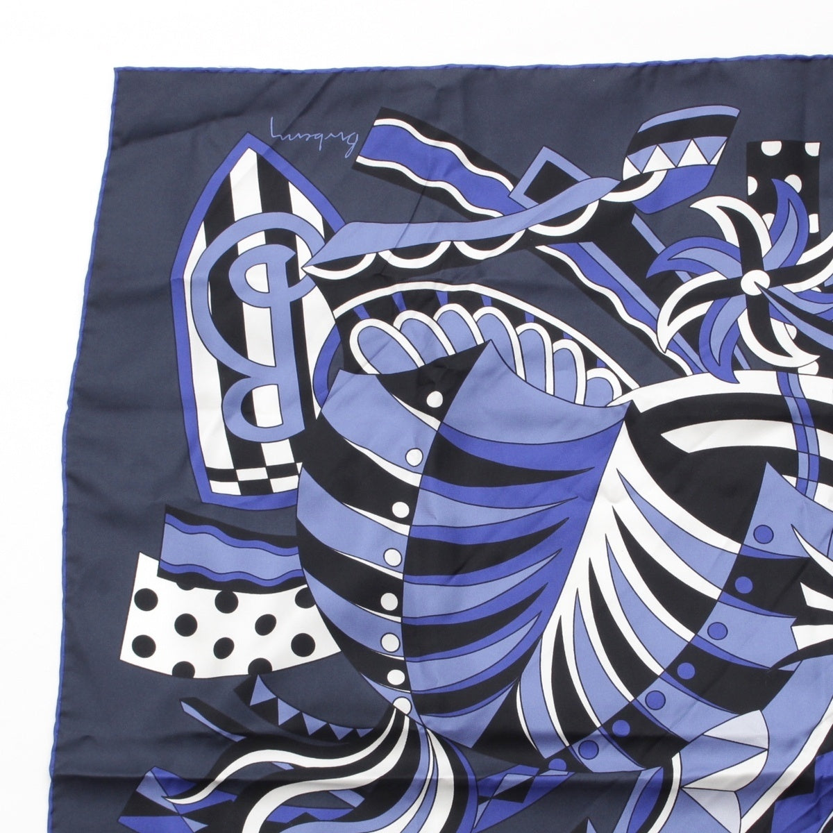 BURBERRY silk EKD Horseback Knight Logo Large scarf 25SS blue