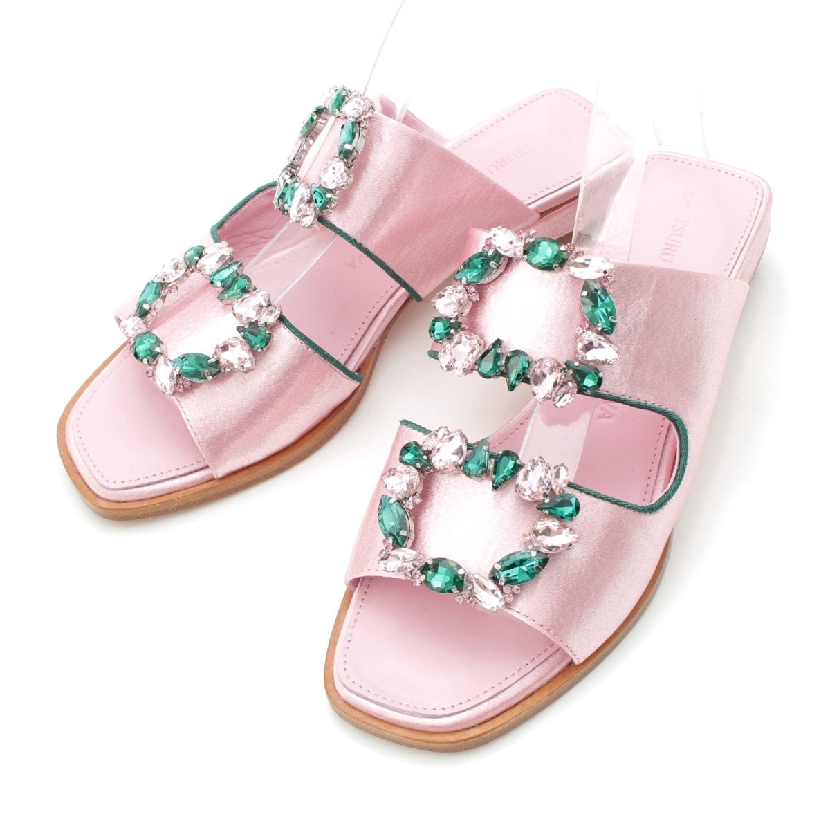 Tsuru by Mariko Oikawa Viga jeweled buckle flats Sandals pink 36