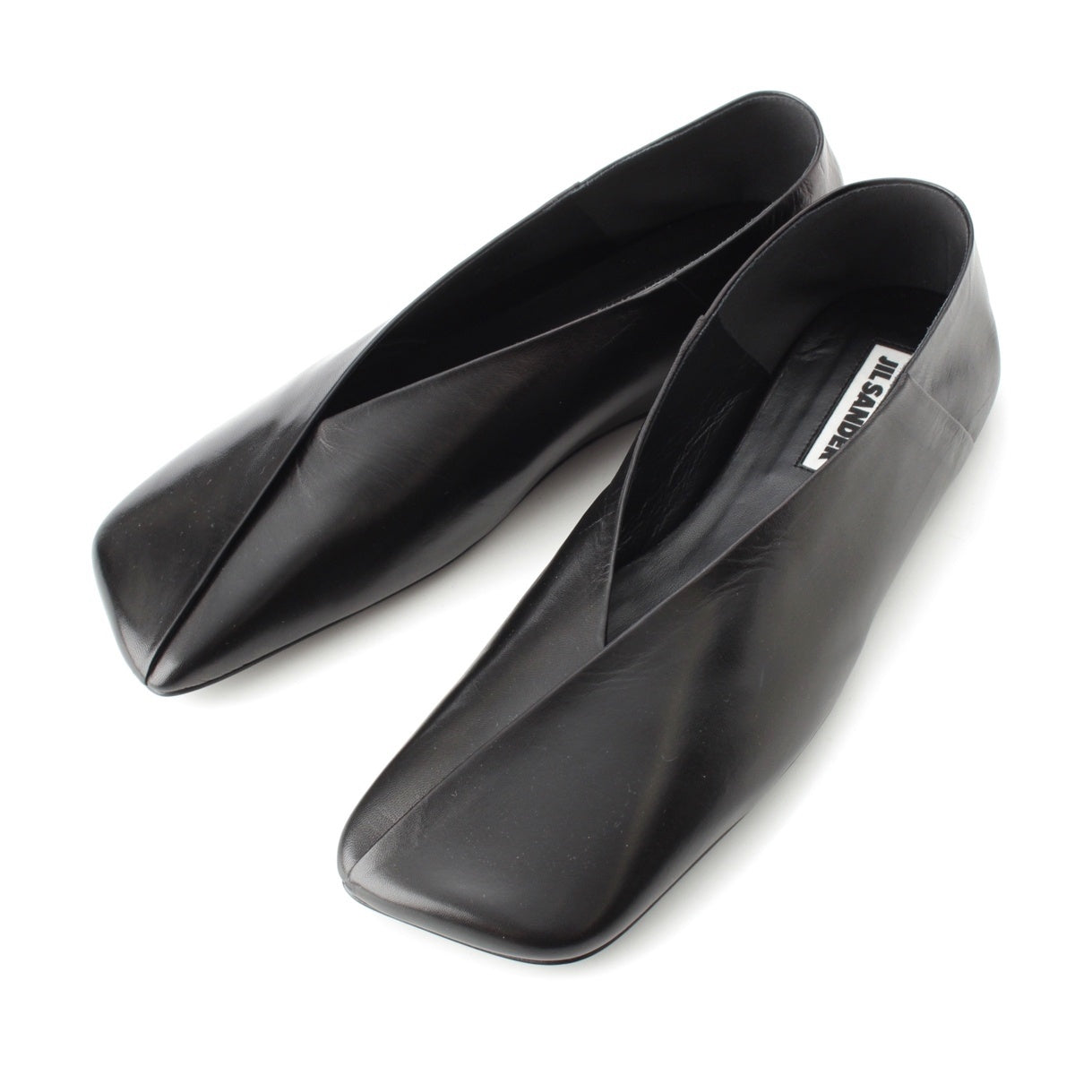 JIL SANDER leather Square Toe Ballet Flats pumps J57WZ0001 black 37