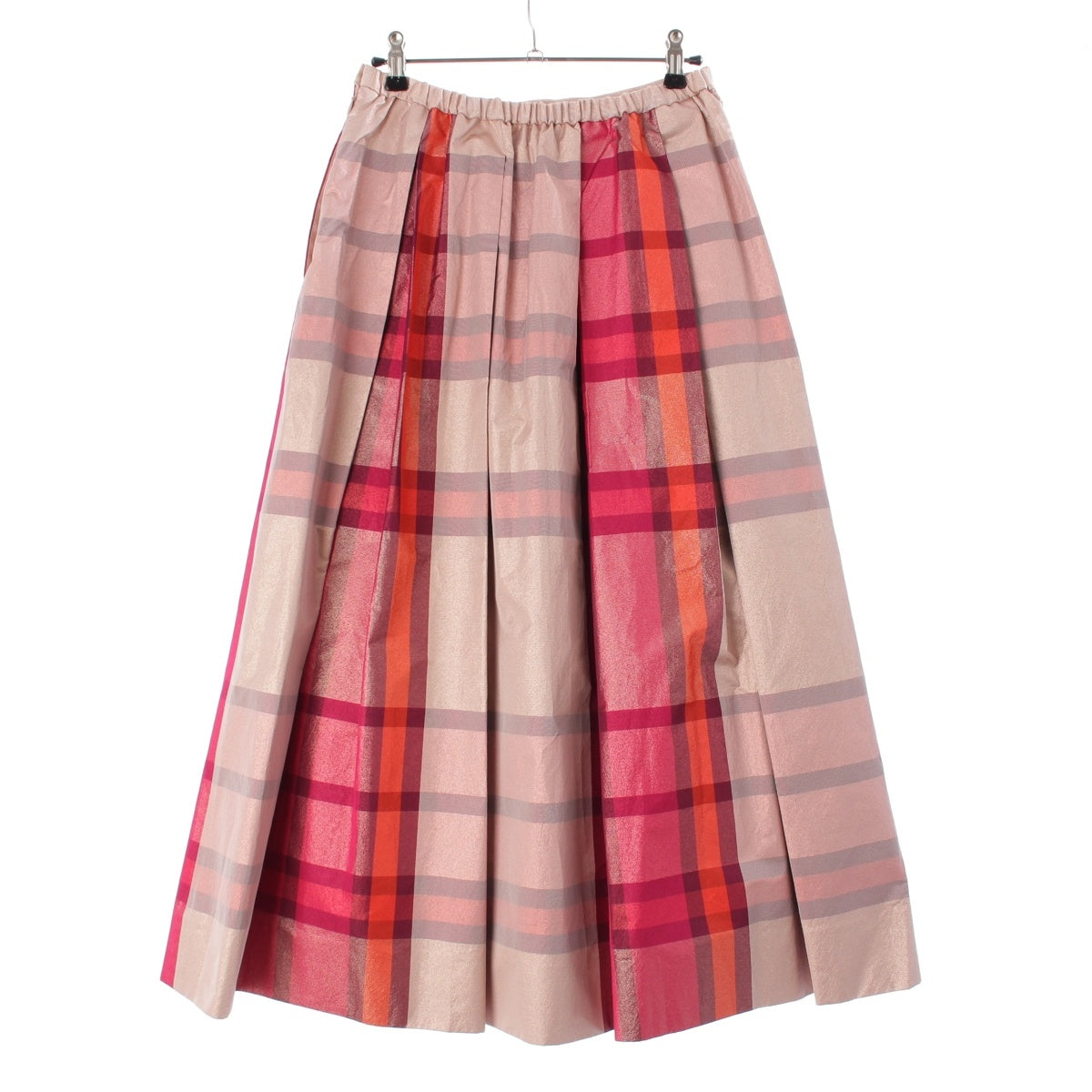 Drawer Glitter Madras Check Flare skirt 6524-299-1767 Pink red 36