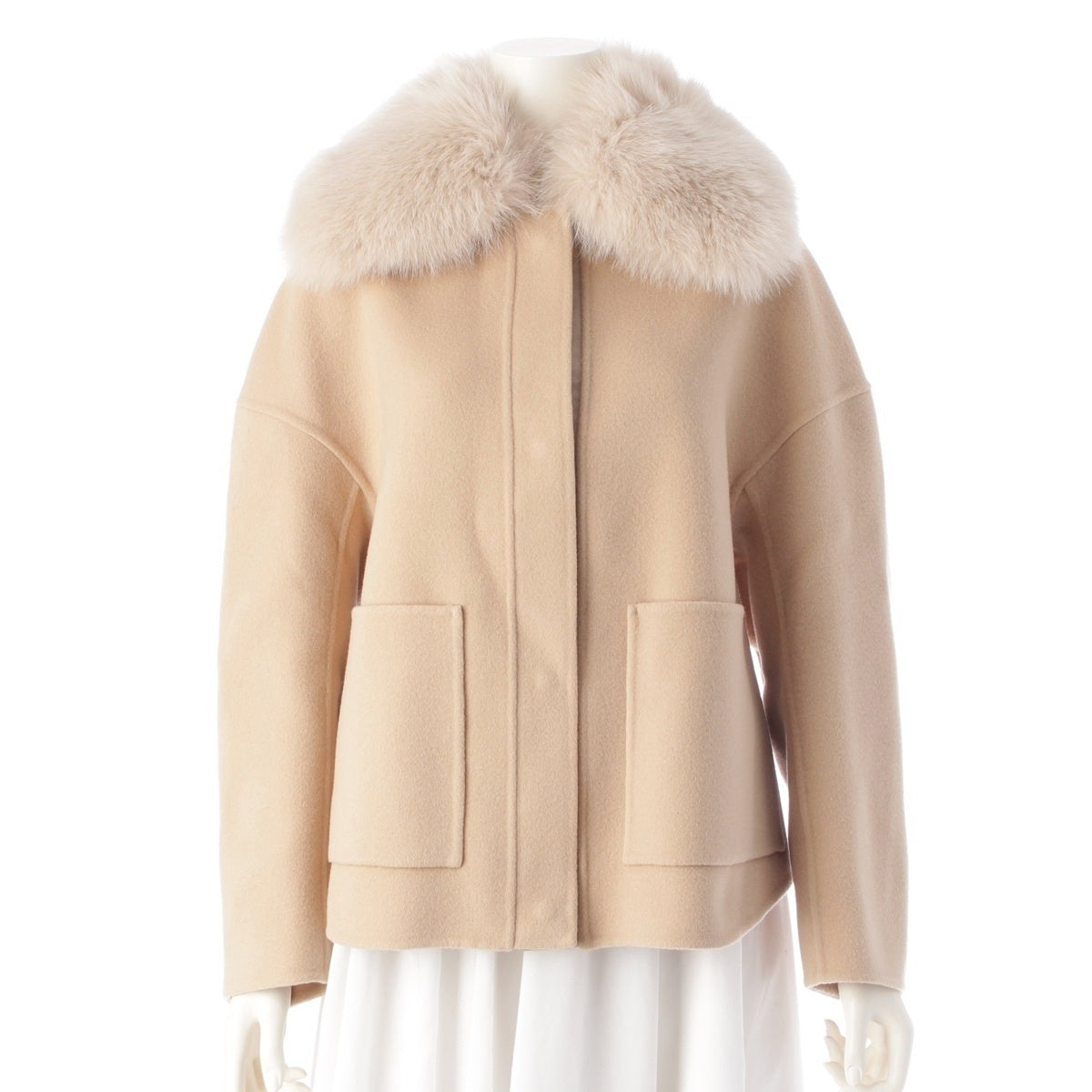 Drawer wool PRE2 Beaver Fur Collar Melton Kenuki Jacket outer 6522-234-0876 beige 36